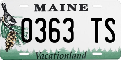 ME license plate 0363TS