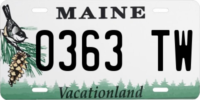 ME license plate 0363TW
