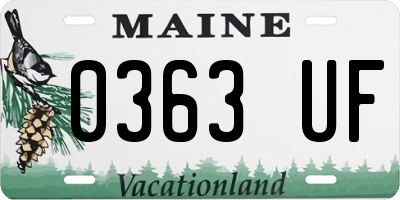 ME license plate 0363UF