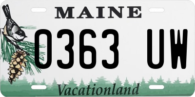 ME license plate 0363UW