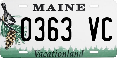 ME license plate 0363VC