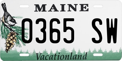 ME license plate 0365SW