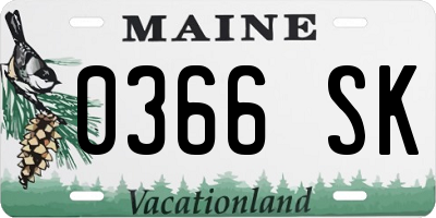 ME license plate 0366SK