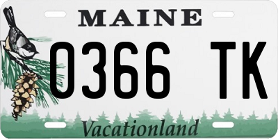 ME license plate 0366TK