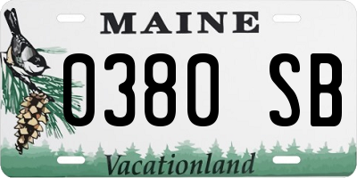 ME license plate 0380SB