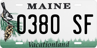 ME license plate 0380SF