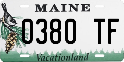 ME license plate 0380TF
