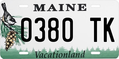 ME license plate 0380TK