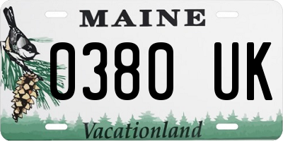 ME license plate 0380UK