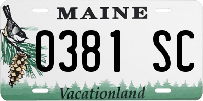 ME license plate 0381SC
