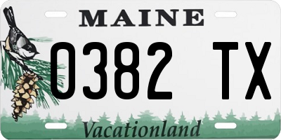 ME license plate 0382TX