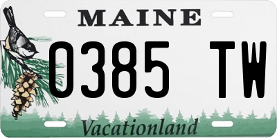 ME license plate 0385TW