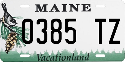 ME license plate 0385TZ