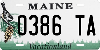 ME license plate 0386TA
