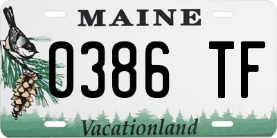 ME license plate 0386TF