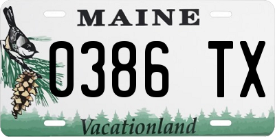 ME license plate 0386TX