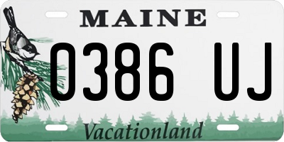 ME license plate 0386UJ