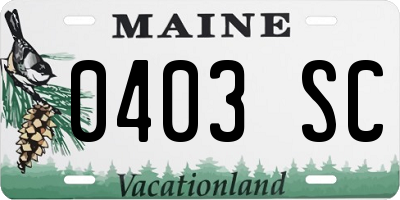 ME license plate 0403SC