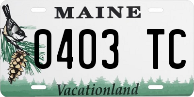 ME license plate 0403TC