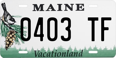 ME license plate 0403TF