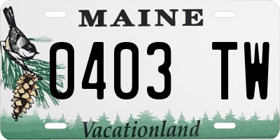 ME license plate 0403TW