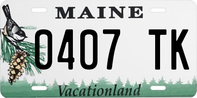 ME license plate 0407TK