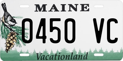 ME license plate 0450VC