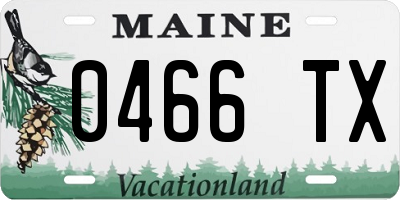 ME license plate 0466TX