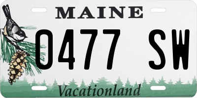 ME license plate 0477SW