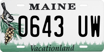 ME license plate 0643UW