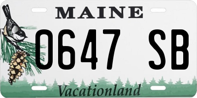 ME license plate 0647SB