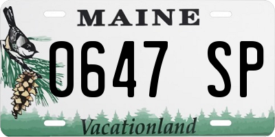 ME license plate 0647SP