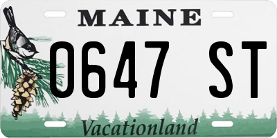 ME license plate 0647ST