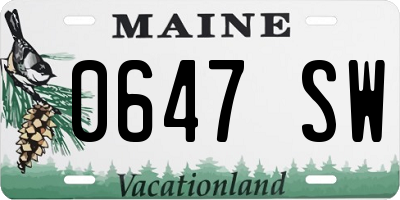 ME license plate 0647SW
