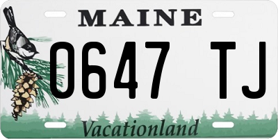 ME license plate 0647TJ