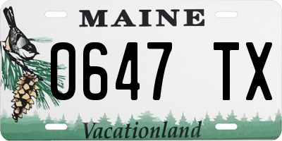 ME license plate 0647TX