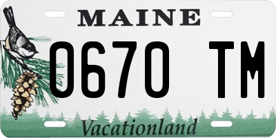 ME license plate 0670TM
