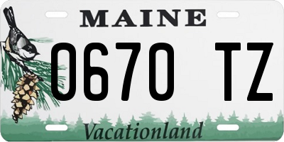 ME license plate 0670TZ