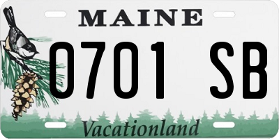 ME license plate 0701SB