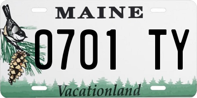ME license plate 0701TY