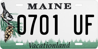 ME license plate 0701UF