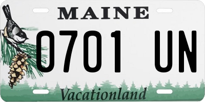 ME license plate 0701UN