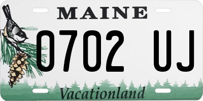 ME license plate 0702UJ