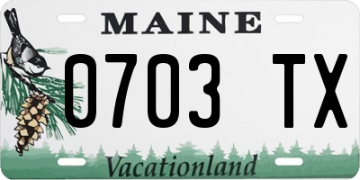 ME license plate 0703TX