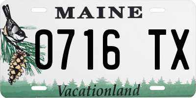 ME license plate 0716TX