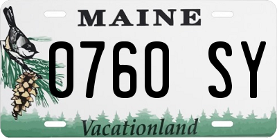 ME license plate 0760SY