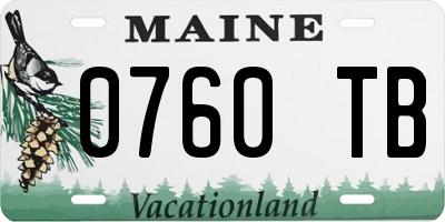 ME license plate 0760TB
