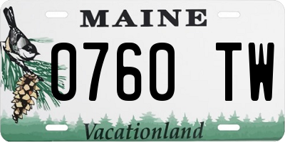 ME license plate 0760TW