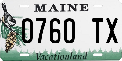 ME license plate 0760TX