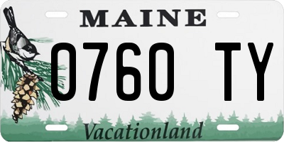 ME license plate 0760TY